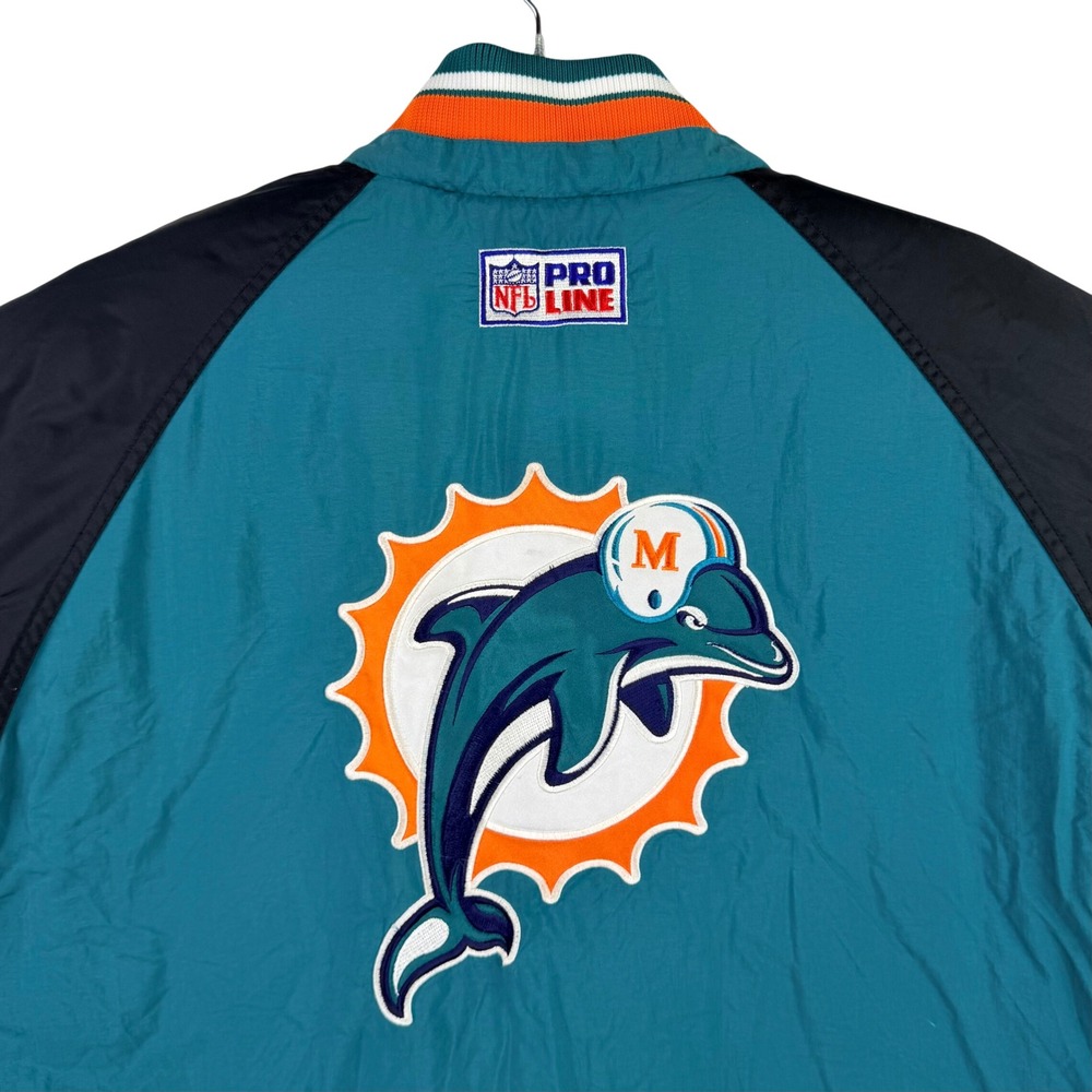 Vintage 90s Starter Miami Dolphins Puffer Jacket Men Large Teal Nylon NFL Pro